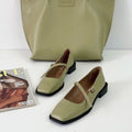 Sage Green Square-Toe Mary Janes